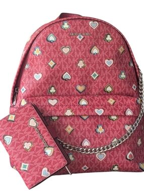 Michael Kors Slater Md Printed Signature Logo Backpack & matching bi-fold wallet